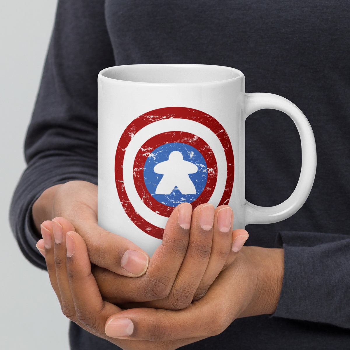 Captain Meeple Shield Board Game Coffee Mug