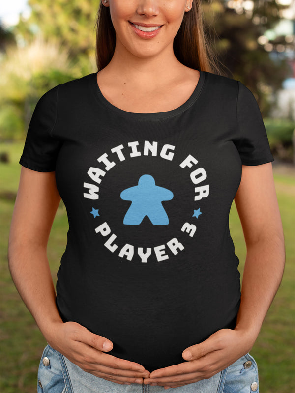 Maternity Waiting for Player 3 Funny Im Pregnant Shirt Announce Pregnancy Gamer T Shirt (Black)