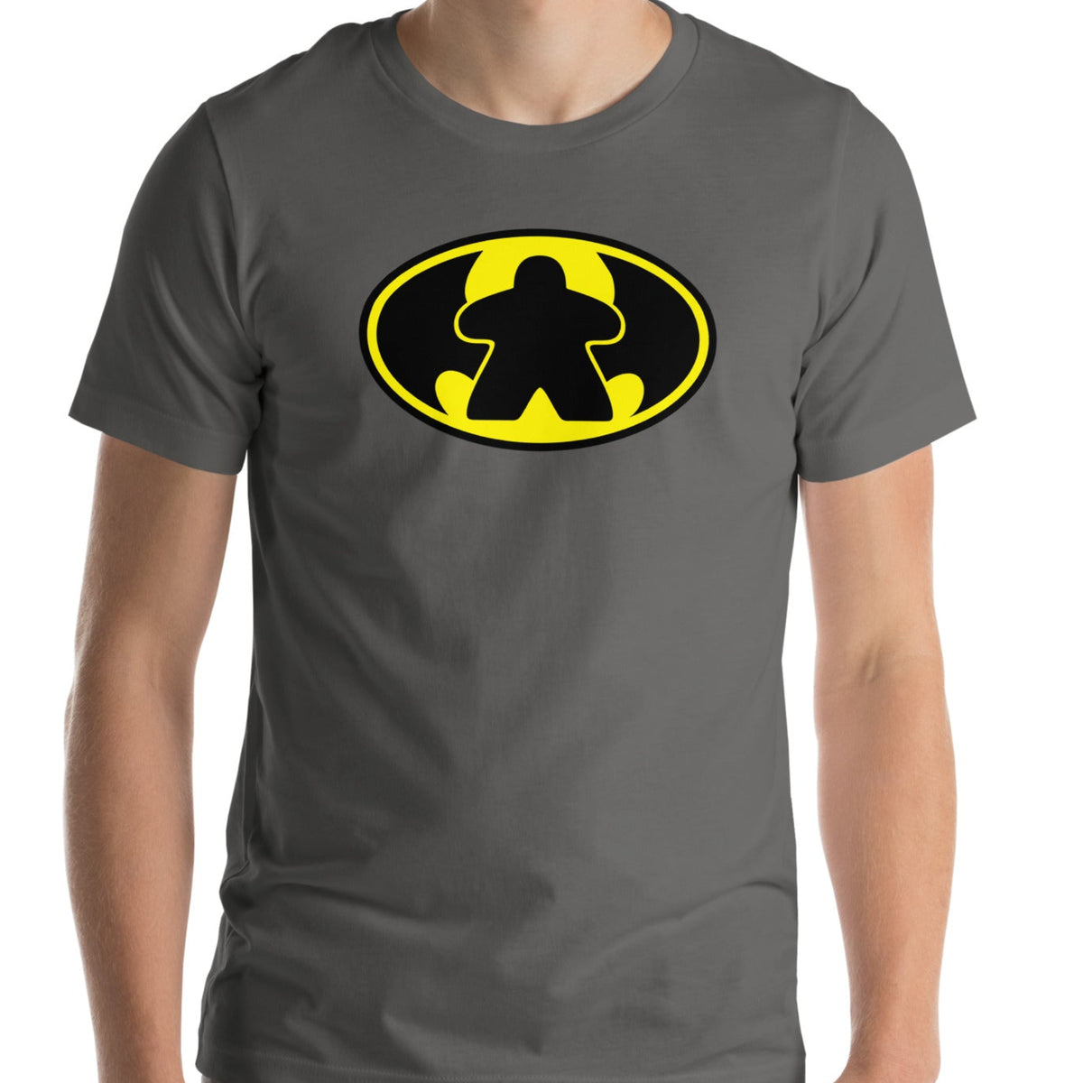 Batmeeple Design on asphalt gray t-shirt
