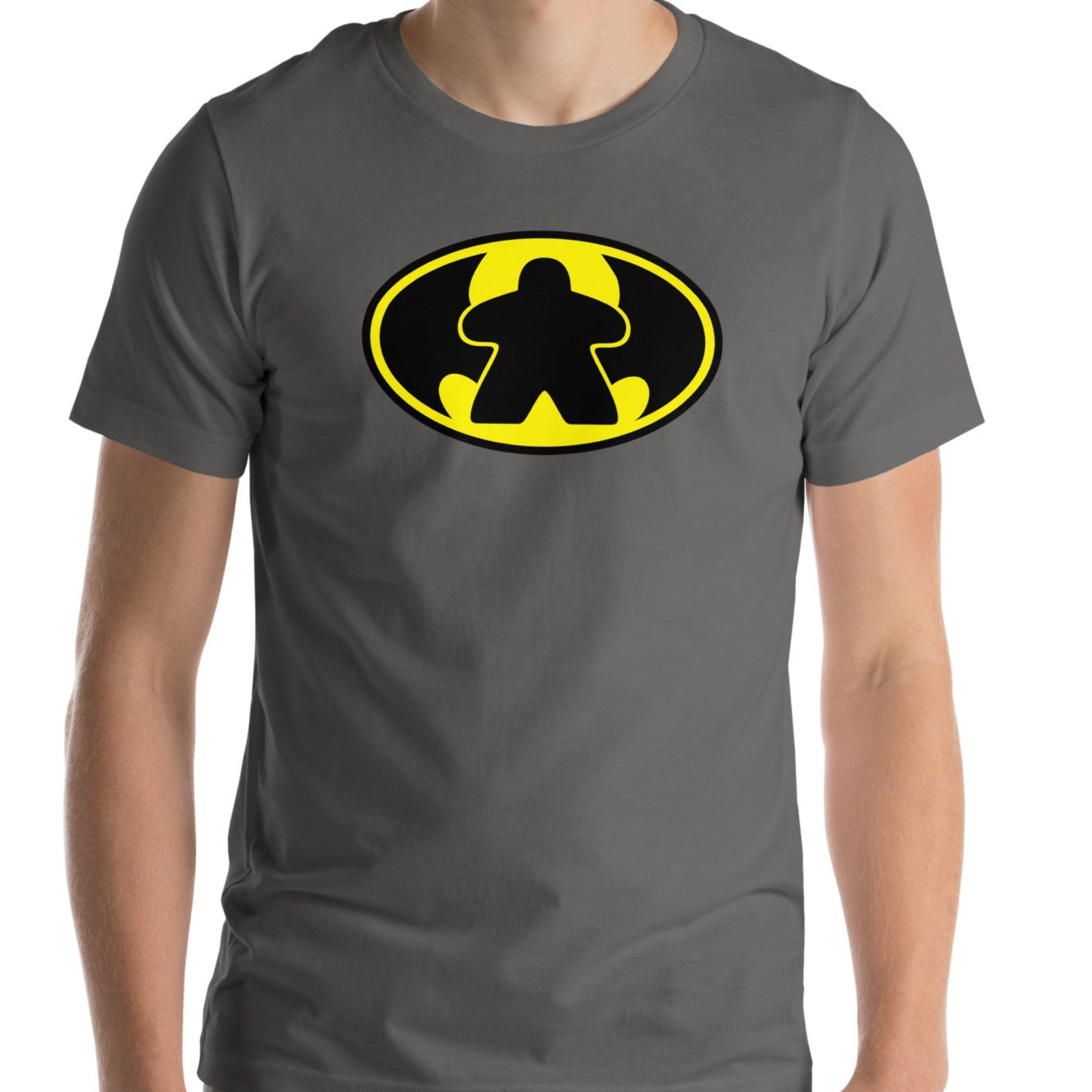 Batmeeple Design on asphalt gray t-shirt
