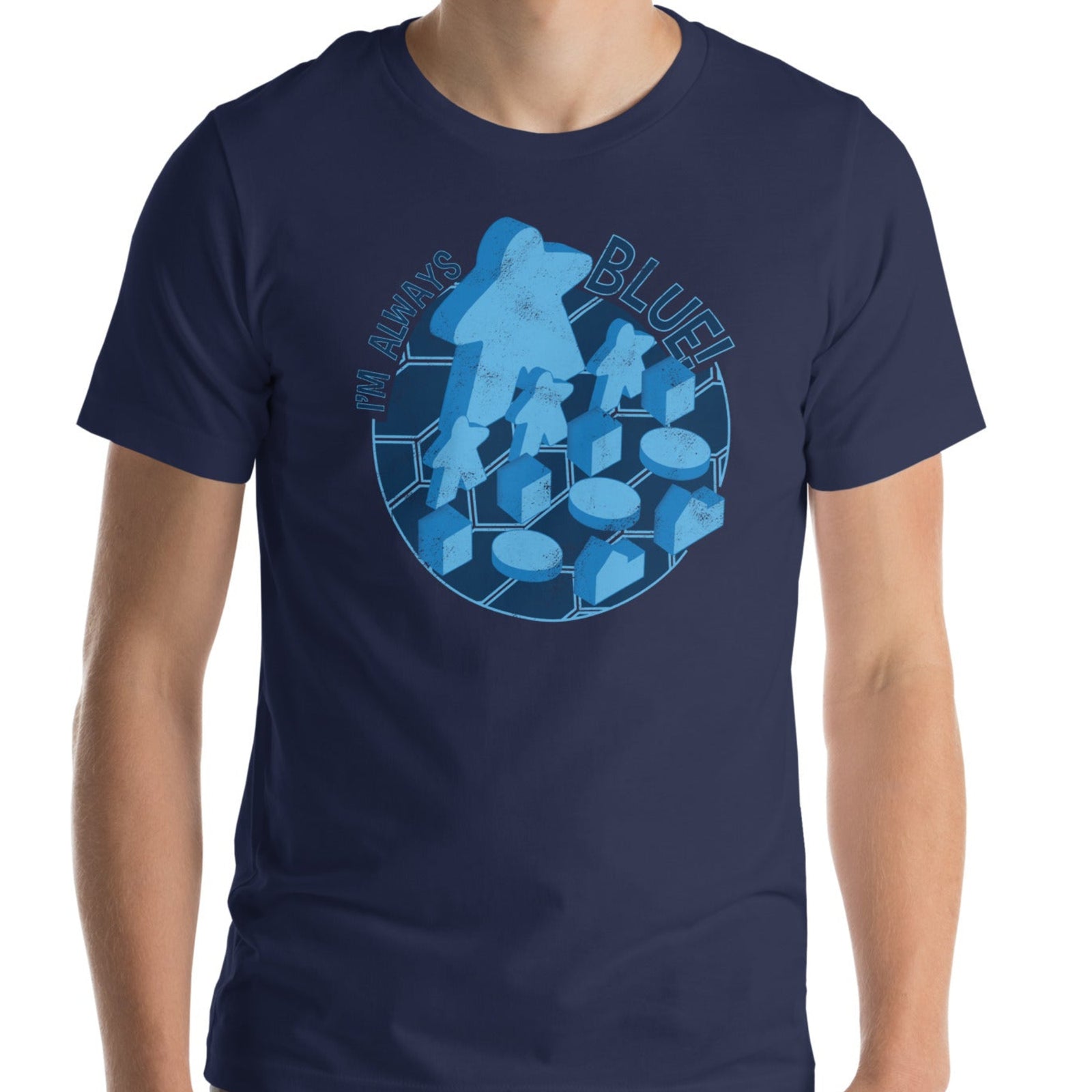 Navy blue t-shirt with I'm Always Blue design