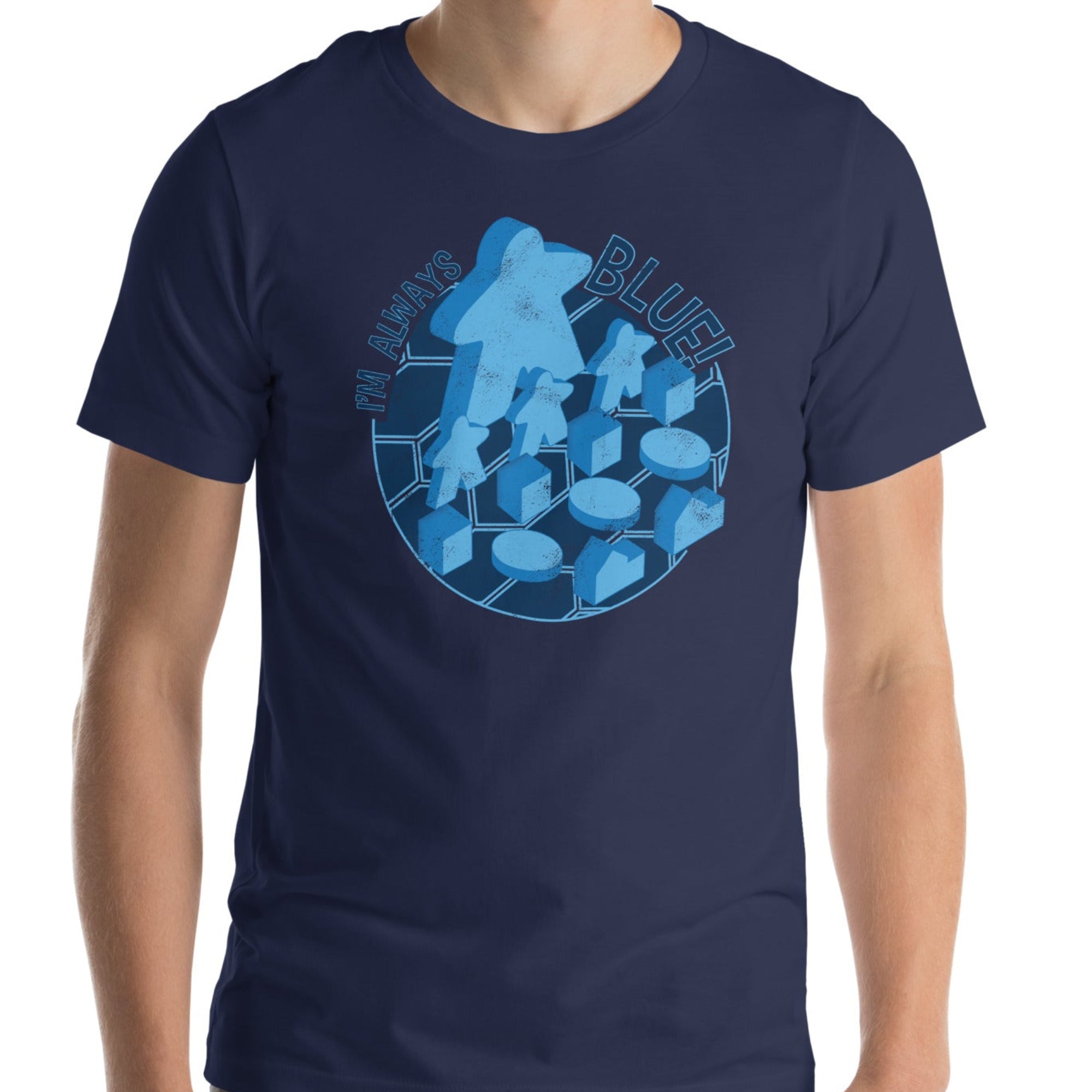 Navy blue t-shirt with I'm Always Blue design