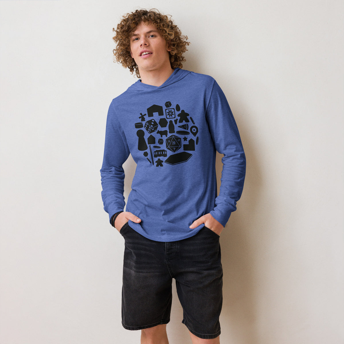 Board Game Pieces Hooded Longsleeve T-Shirt