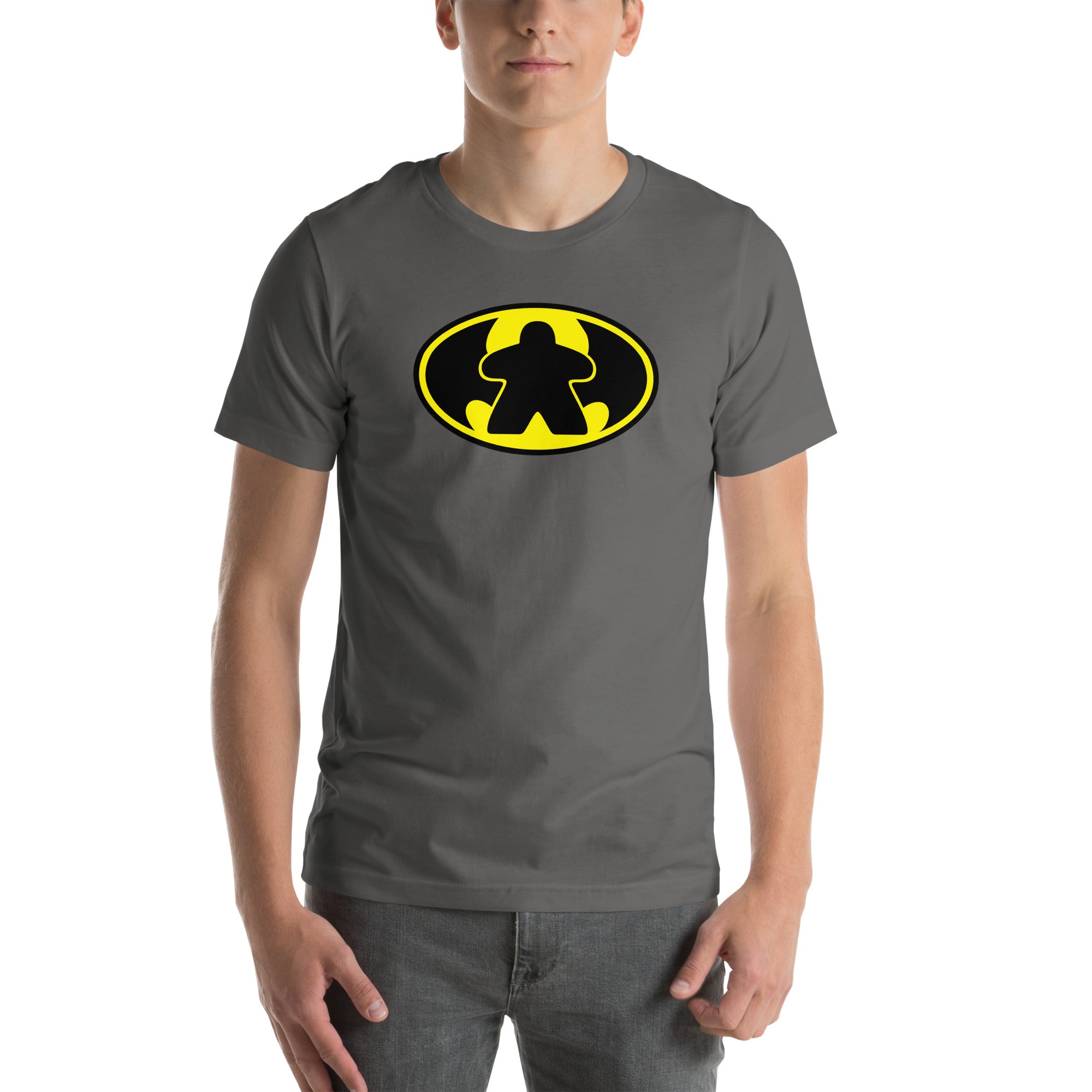 Batmeeple Design on asphalt gray t-shirt