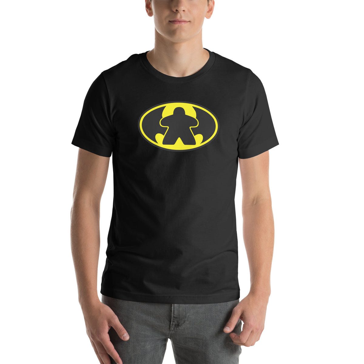 Batmeeple Design on black t-shirt