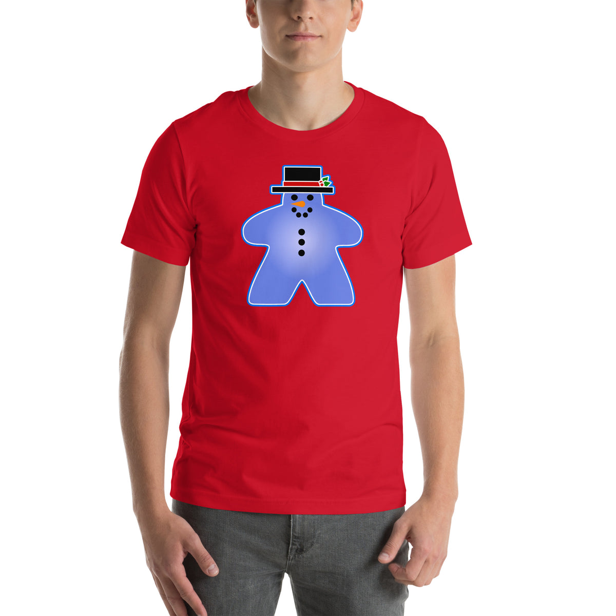 Blue Meeple Christmas Snowman T-Shirt