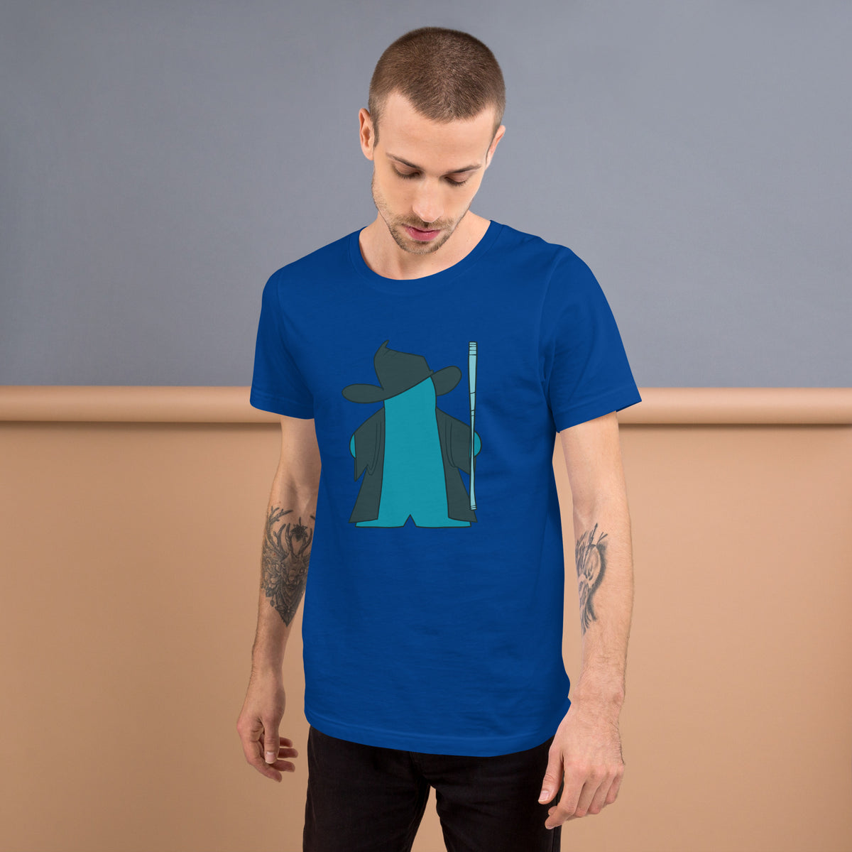 Blue Meeple Wizard D&amp;D T-Shirt