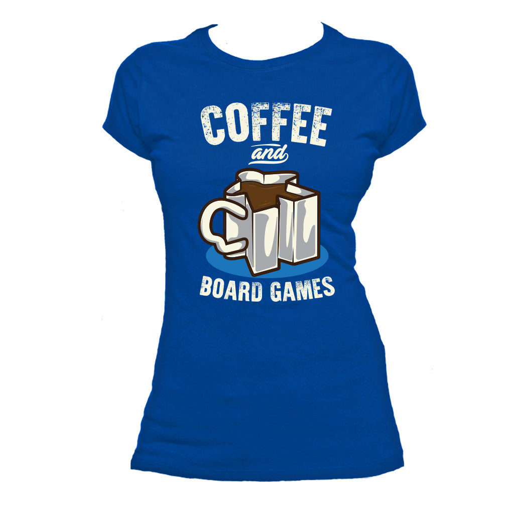 Coffee and Board Games T-Shirt Women&#39;s Flat Royal Blue