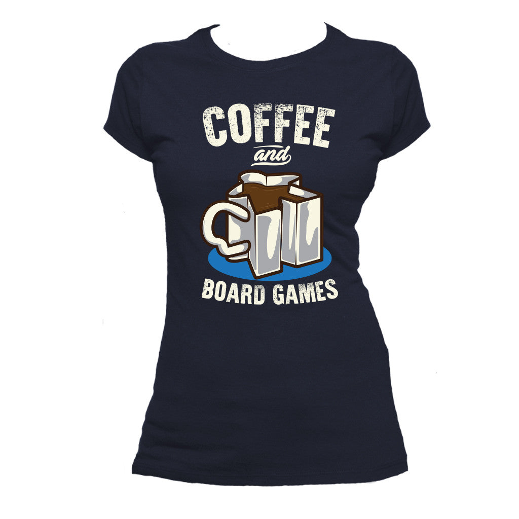 Coffee and Board Games T-Shirt Women&#39;s Flat Navy