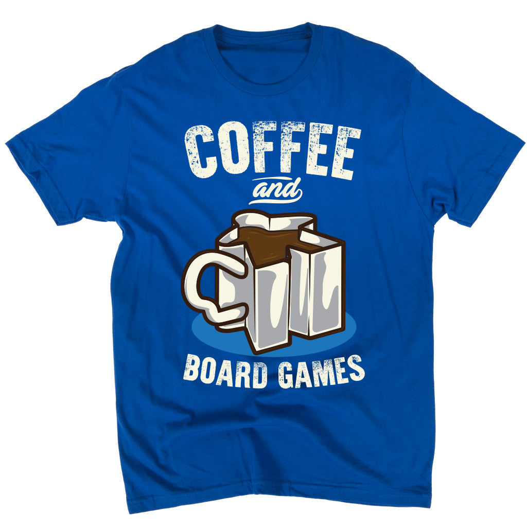 Coffee and Board Games T-Shirt Men&#39;s Flat Royal Blue