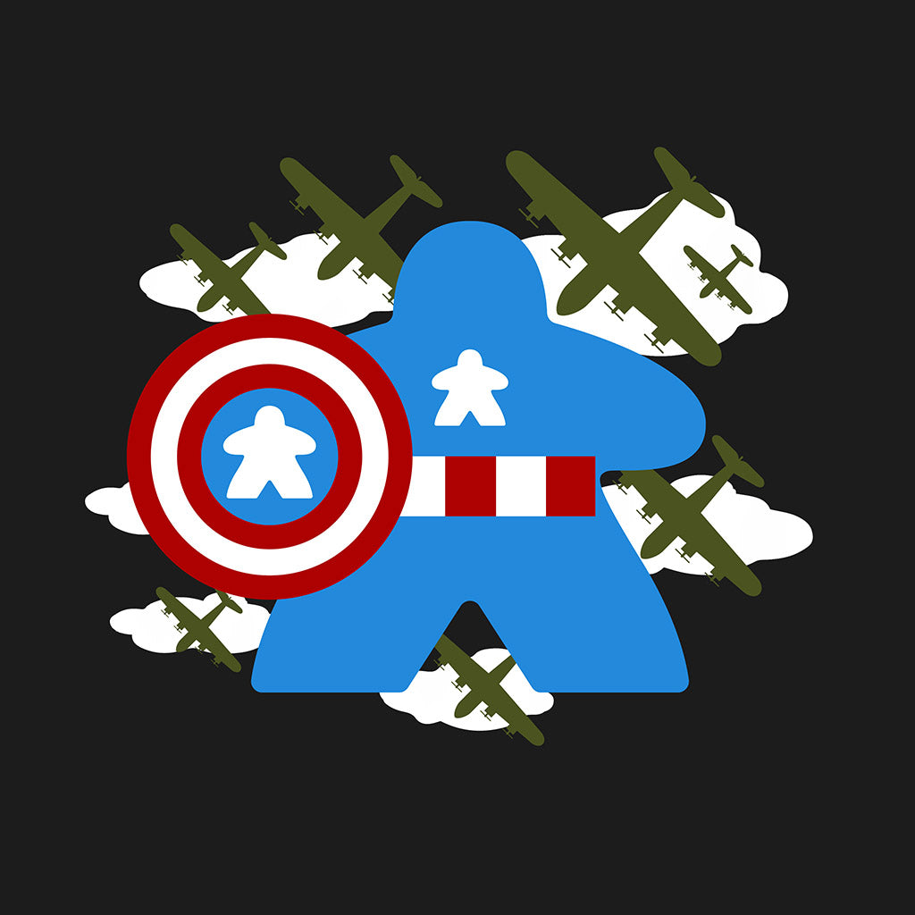 Fighting Captain Meeple Boardgame T-Shirt Close Up