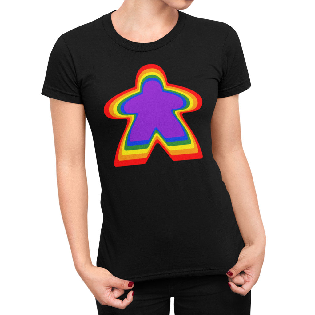 Rainbow Meeple Boardgame T-Shirt Women&#39;s