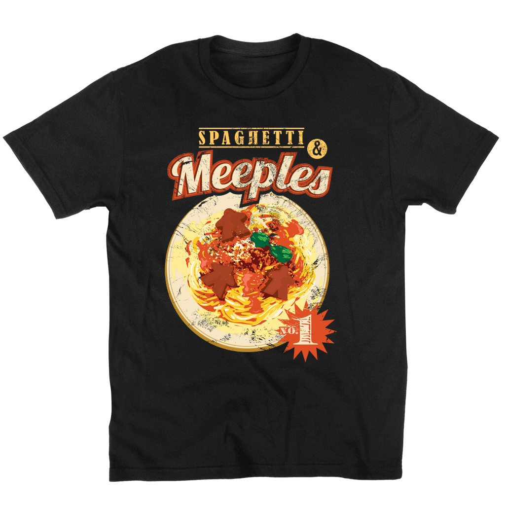 Spaghetti &amp; Meeples Board Game T-Shirt Flat Men&#39;s