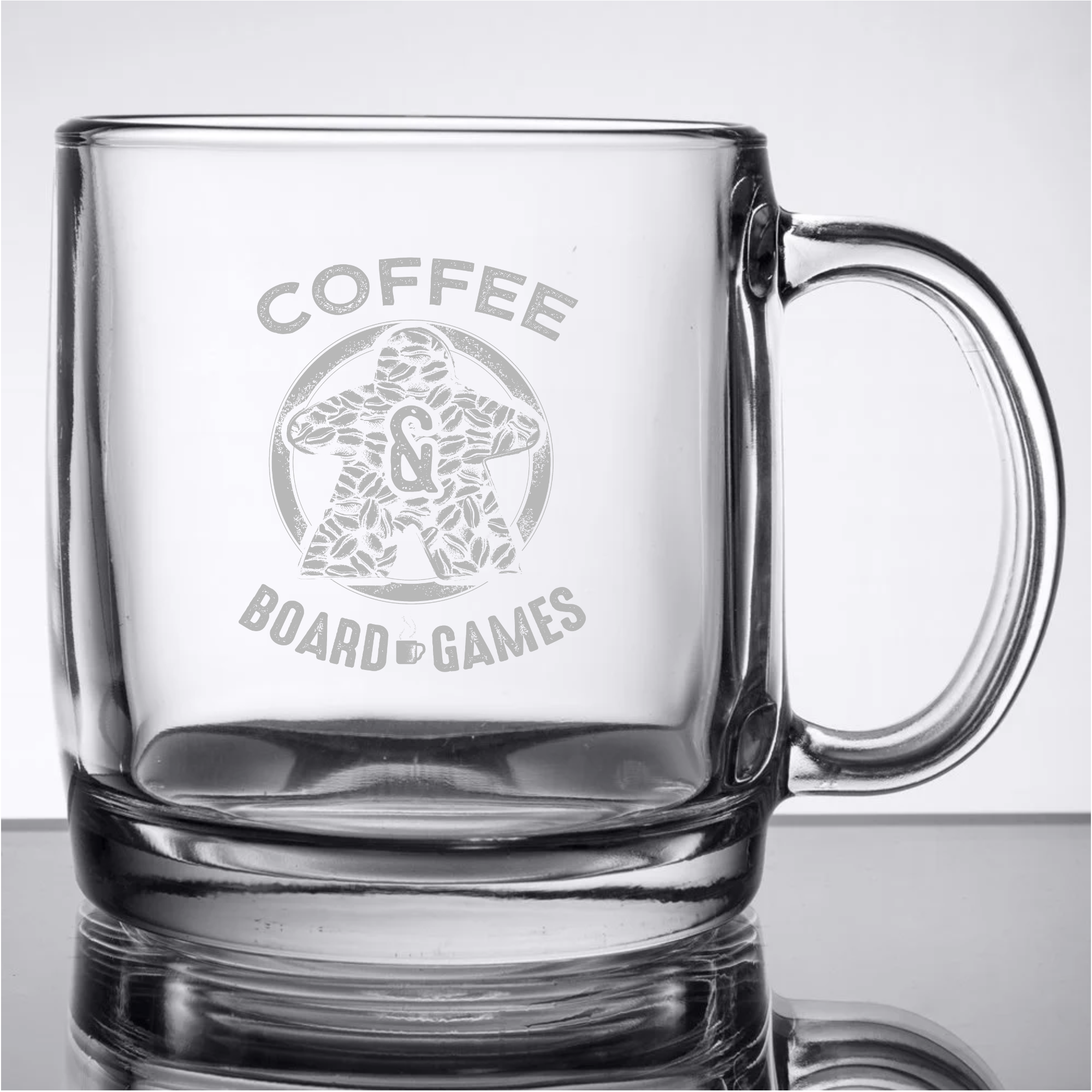 Coffee Meeple Etched Glass 13oz Coffee Mug