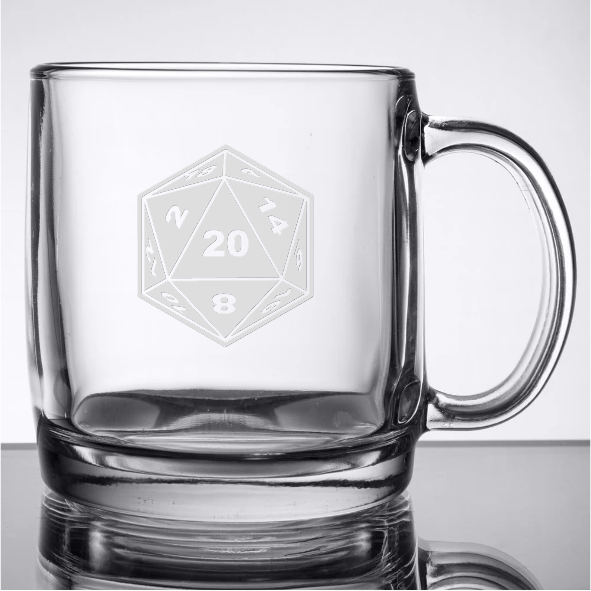 Dragons & Dungeons D20 Etched Glass 13oz Coffee Mug