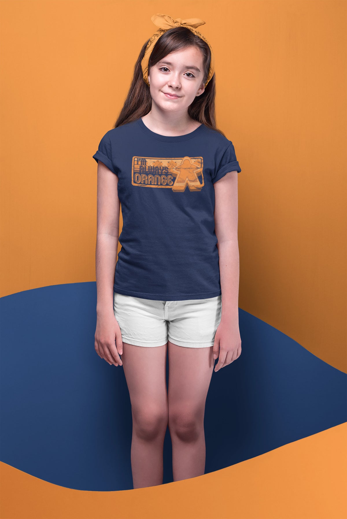 I&#39;m Always Orange Meeple Board Game T-Shirt Action Shot Girl&#39;s