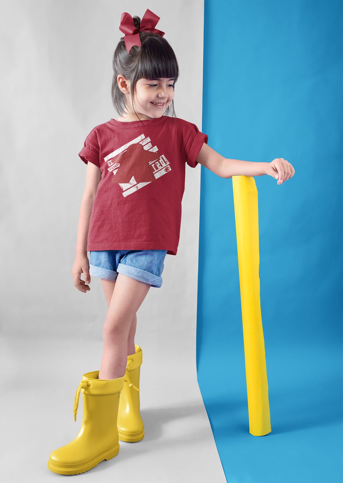 I&#39;m Always Red Meeple Board Game T-Shirt Action Shot Girl&#39;s