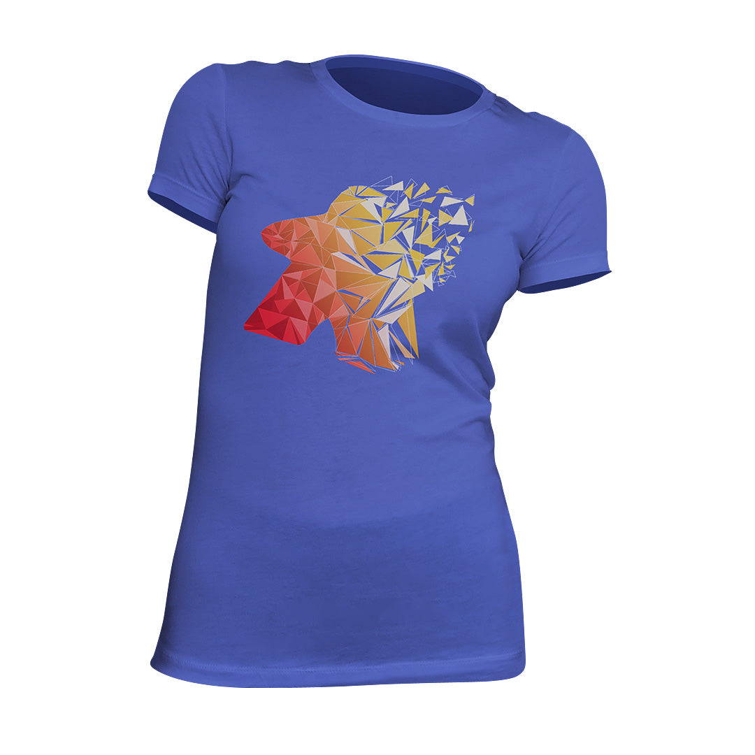 Fragmented Meeple Board Game T-Shirt Women&#39;s Flat Blue
