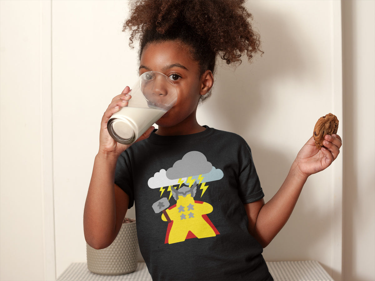 The Mighty Meeple: God of Thunder Board Game T-Shirt Action Shot Girl&#39;s