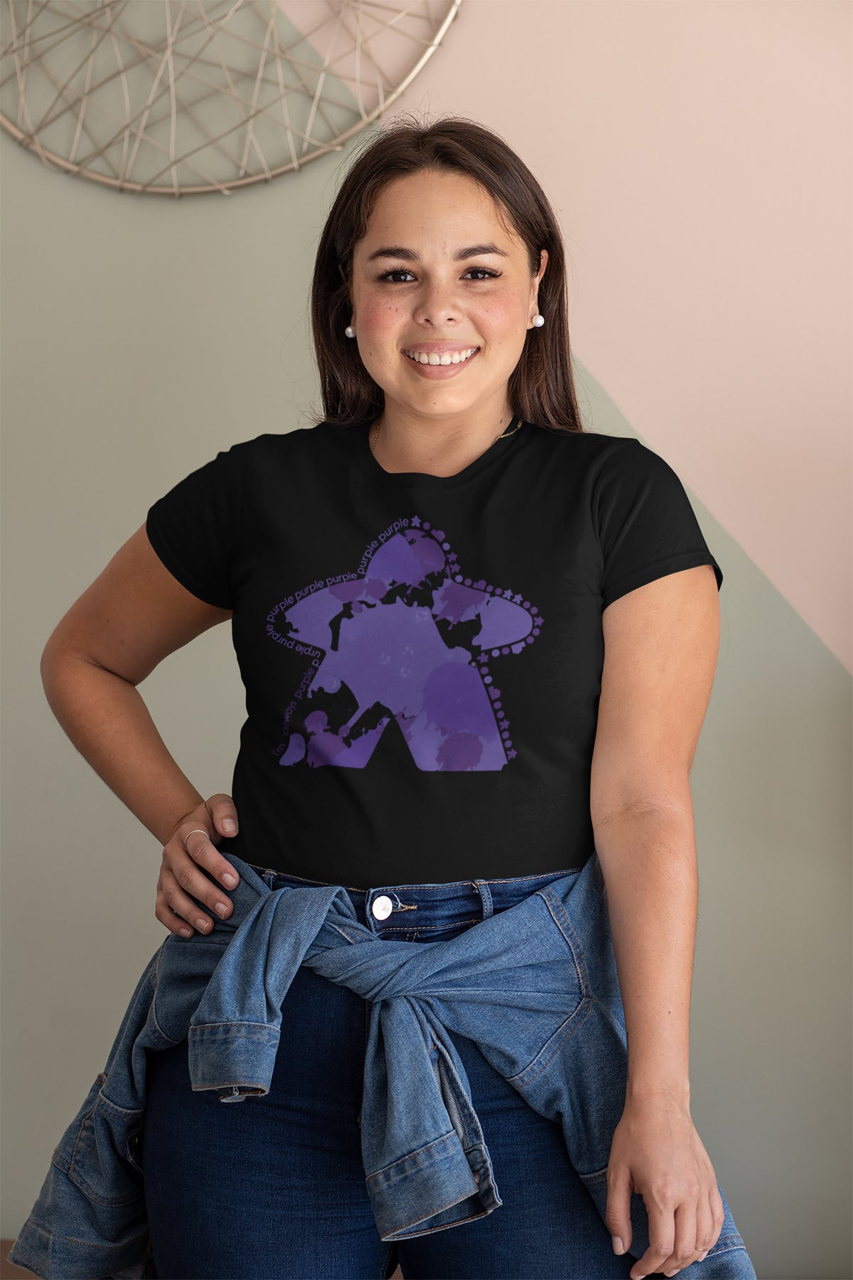I&#39;m Always Purple Meeple Board Game T-Shirt Action Shot Women&#39;s