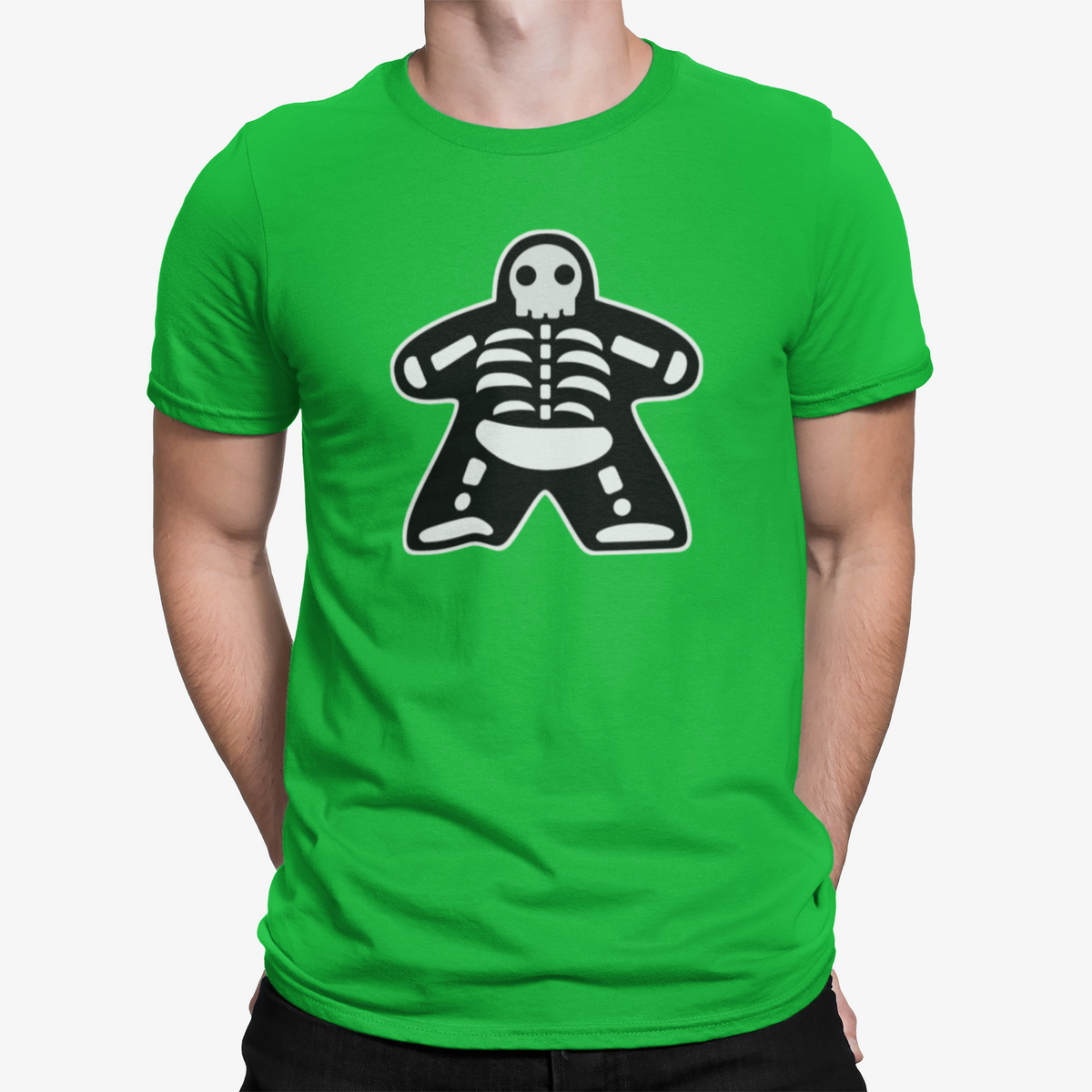 Black Meeple Halloween Skeleton T-Shirt