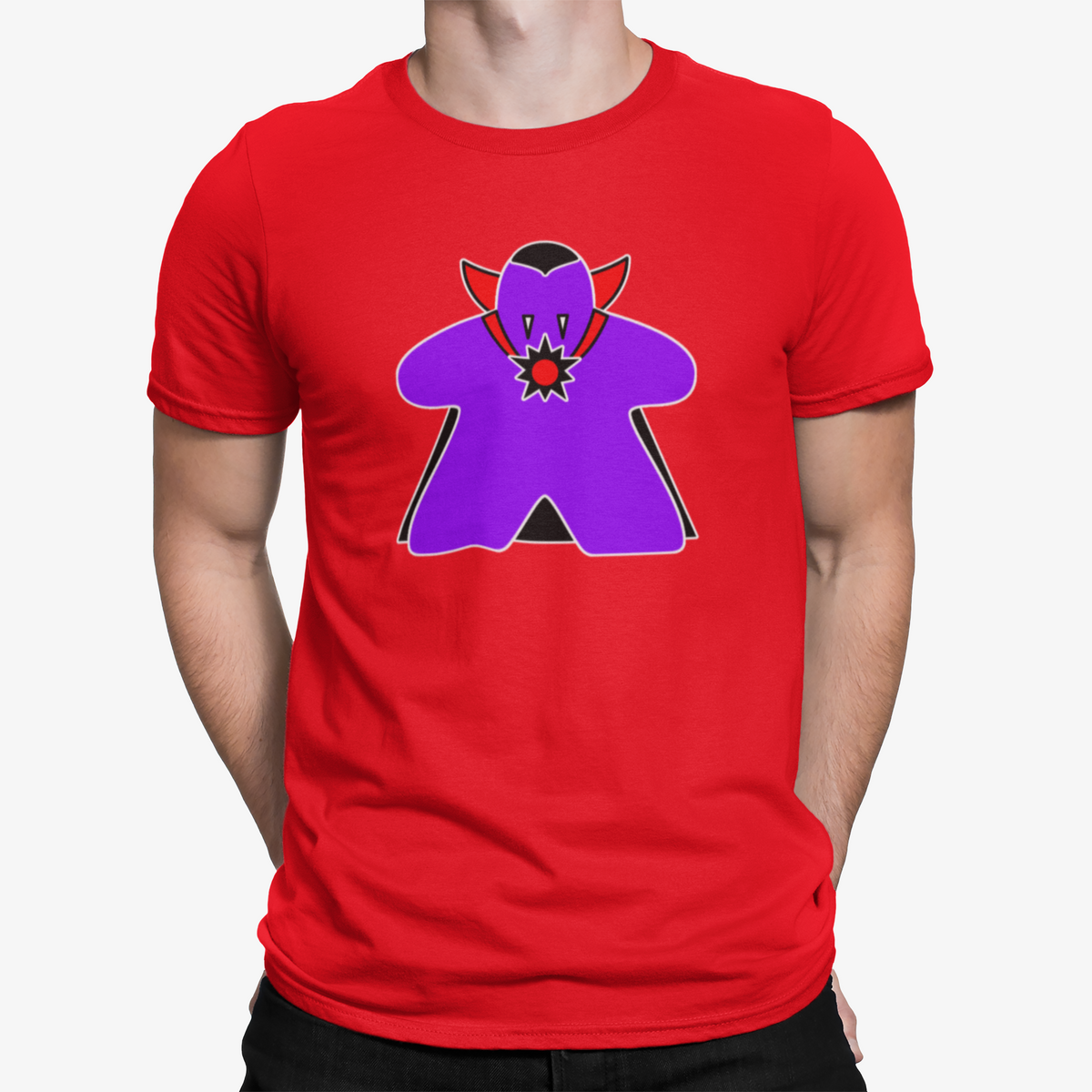 Purple Meeple Halloween Dracula Vampire T-Shirt