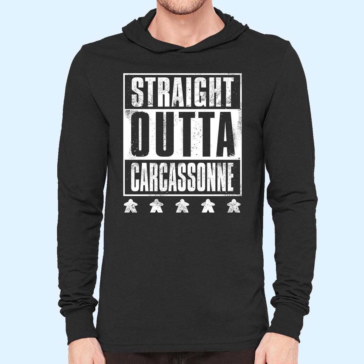 Straight OUTTA Carcassonne Board Game Hooded Longsleeve T-Shirt