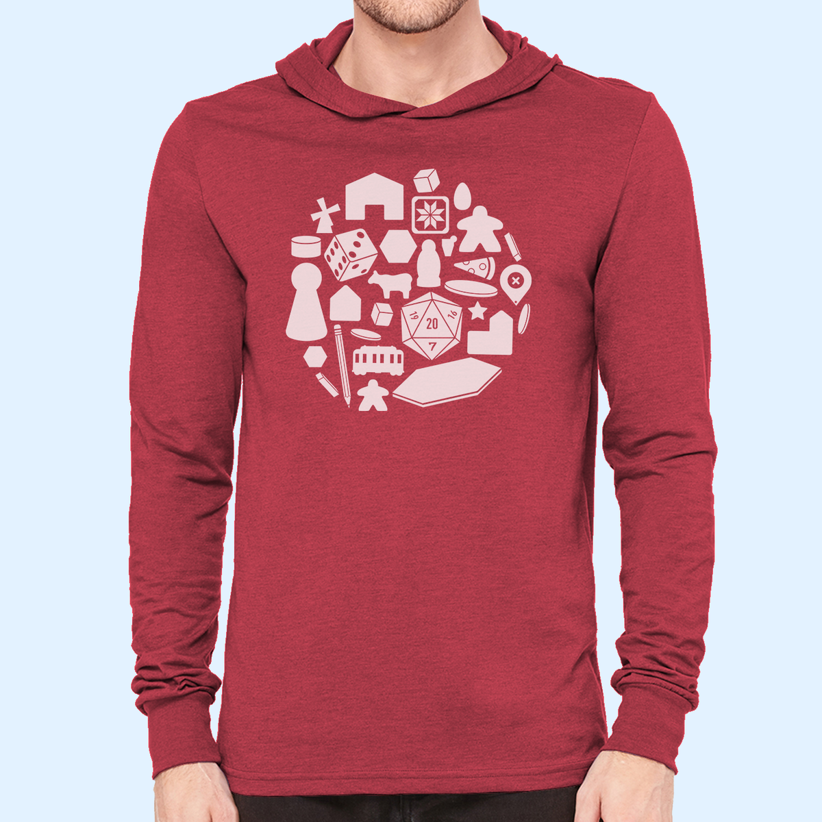 Board Game Pieces Hooded Longsleeve T-Shirt