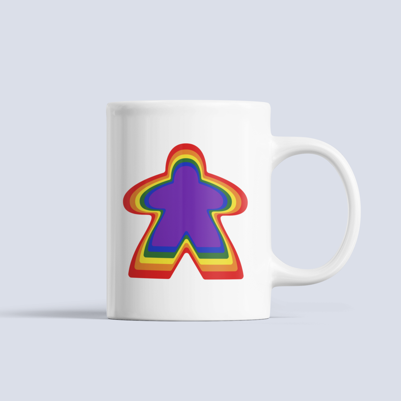Rainbow Meeple Boardgame Ceramic 15oz Mug