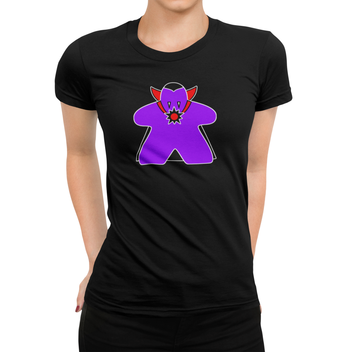 Purple Meeple Halloween Dracula Vampire T-Shirt