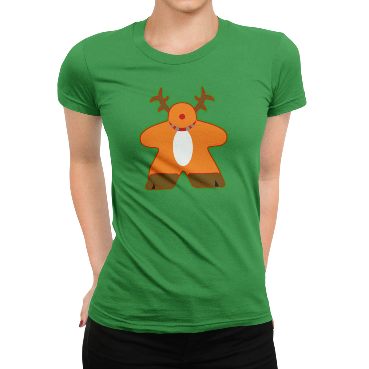 Orange Meeple Christmas Reindeer T-Shirt