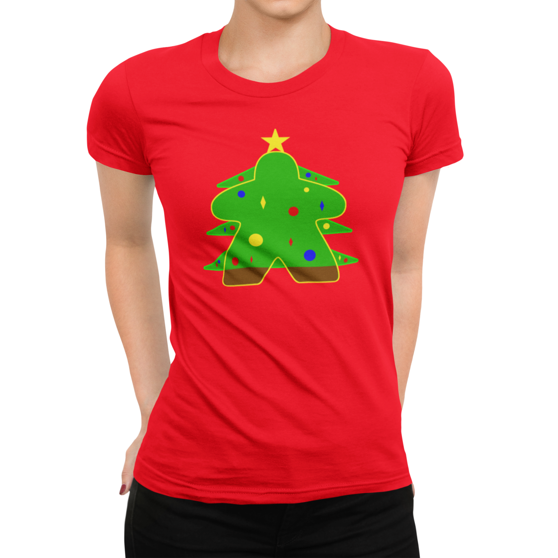 Green Meeple Christmas Tree T-Shirt - Meeple Shirts