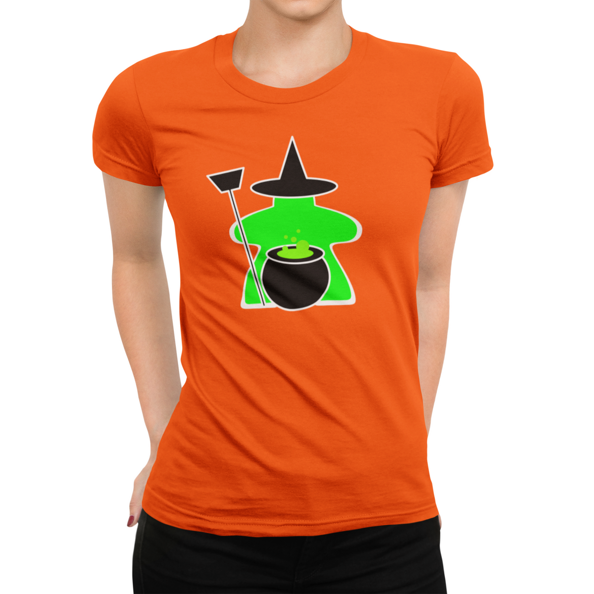 Green Meeple Halloween Witch T-Shirt
