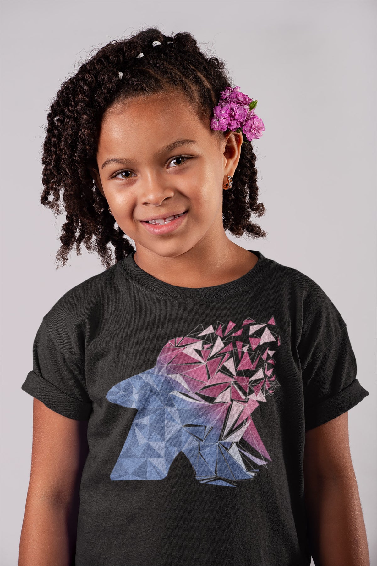 Fragmented Meeple Board Game T-Shirt Action Shot Black Girl&#39;s