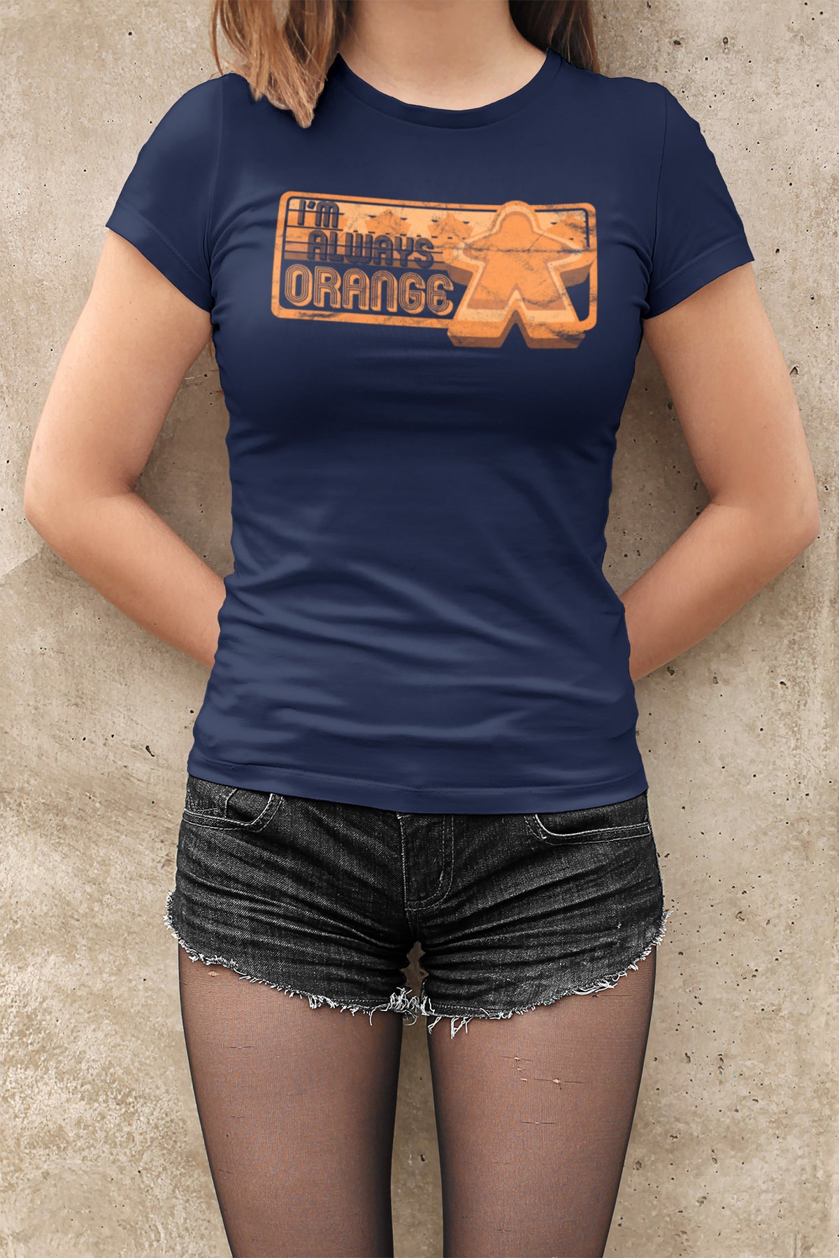 I&#39;m Always Orange Meeple Board Game T-Shirt Action Shot Women&#39;s