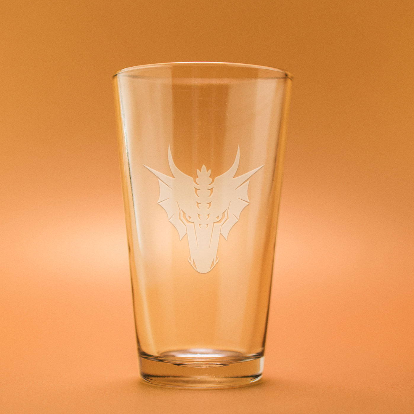 Dragon Head Fantasy Game Etched Beer Style Glass