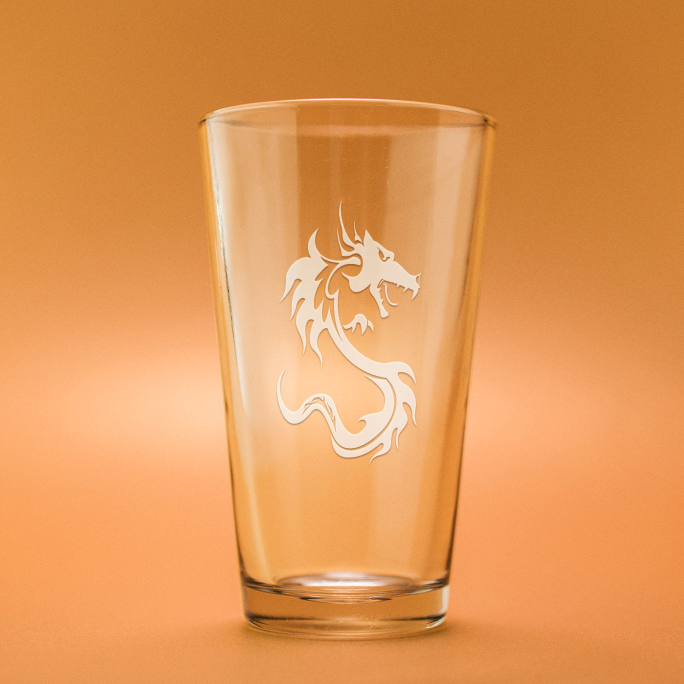 Tribal Dragon Fantasy Game Etched Beer Style Glass