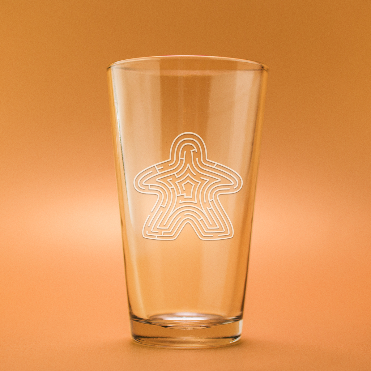 Meeple Maze Board Game Etched Beer Style Glass
