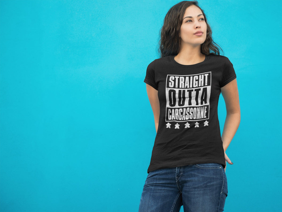 Straight OUTTA Carcassonne Board Game T-Shirt Action Shot Women&#39;s 