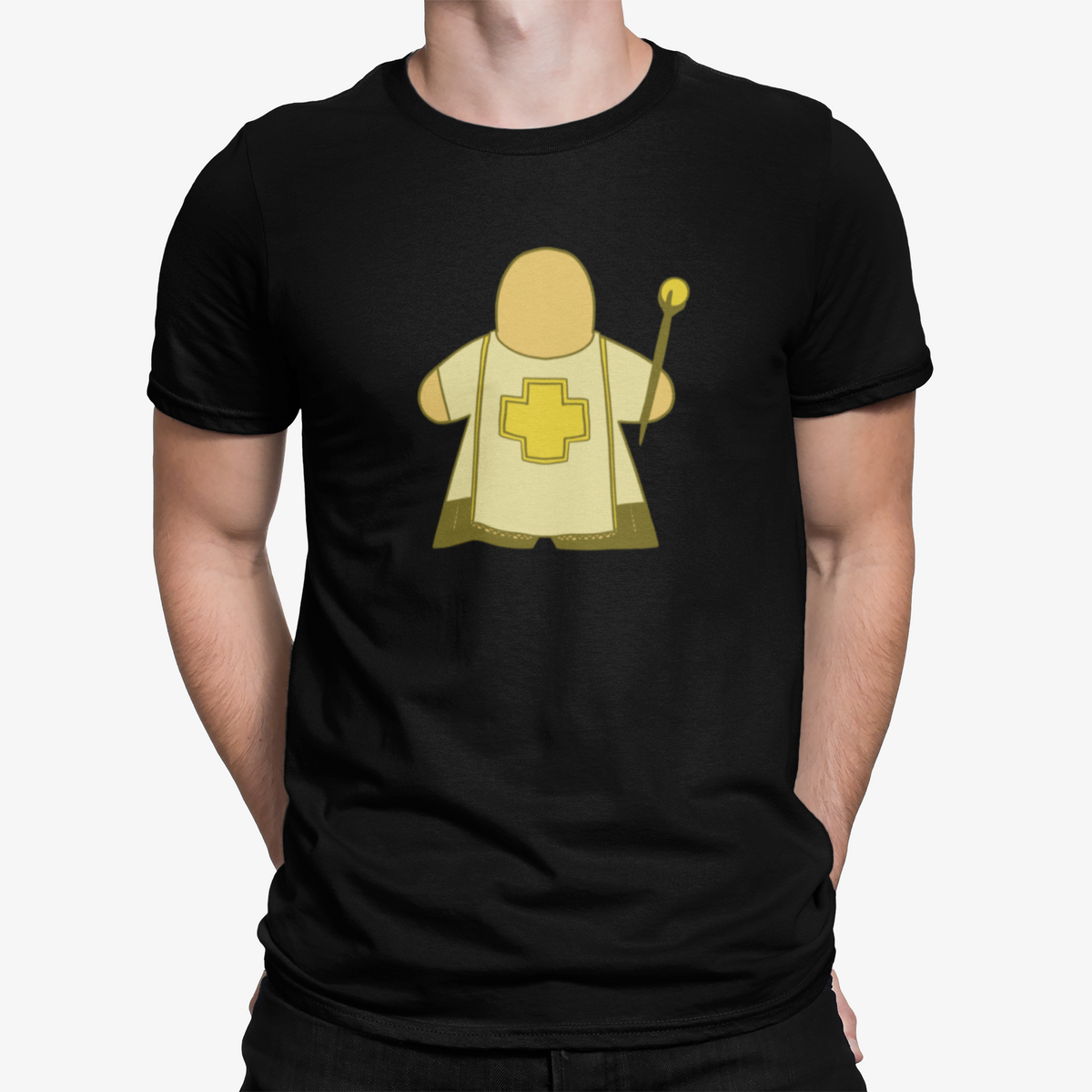 Yellow Meeple Cleric D&amp;D Black T-Shirt